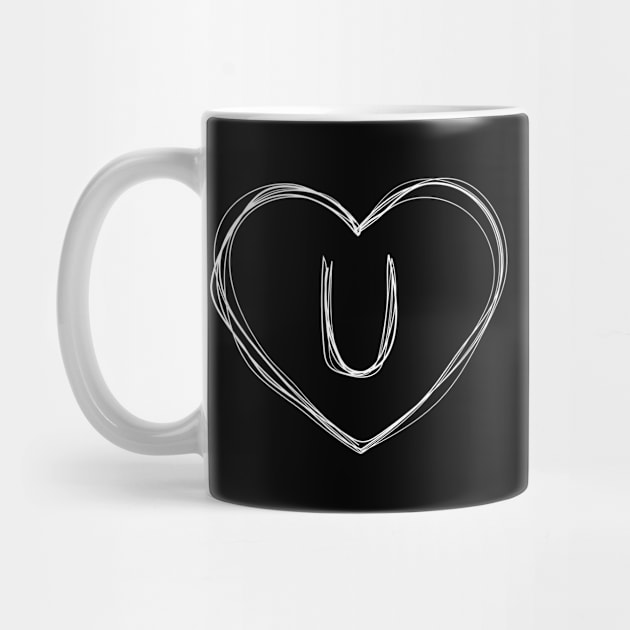 Letter U with heart frame in lineart style by KondeHipe